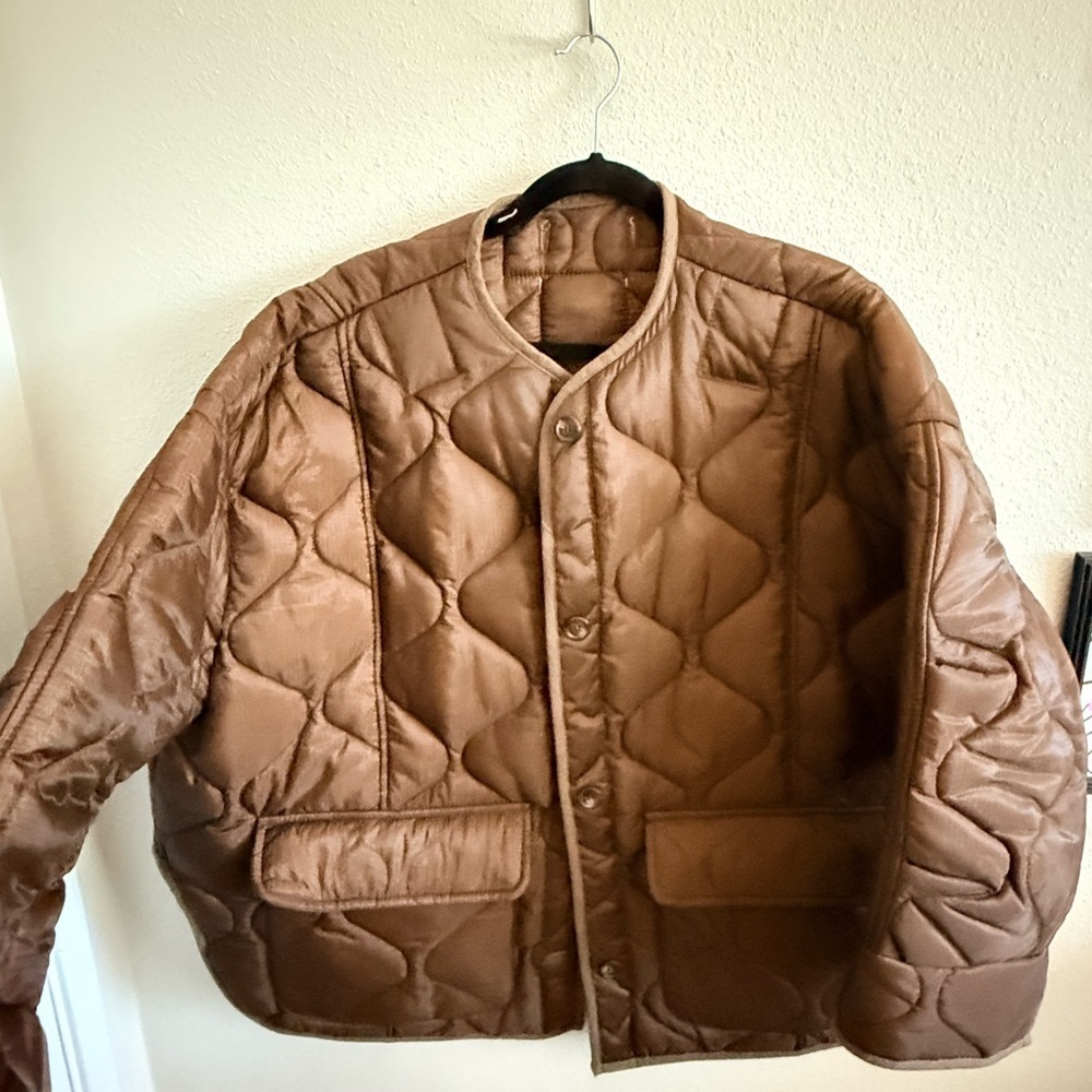 The Frankie Shop - TEDDY QUILTED JACKET - CHOCOLATE BROWN - XS/S - Picture 2 of 6